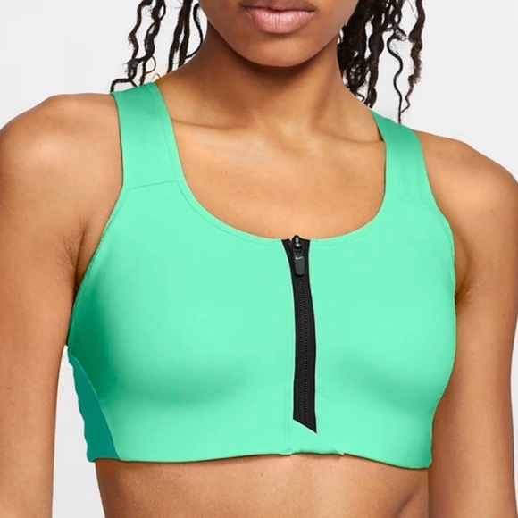 Nike Dri-FIT High-Support Padded Zip-Front Sports Bra (Green) Women’s XS - Picture 2 of 7